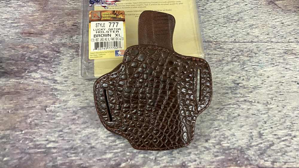 Triple K Brand Lucky Gator Brown Gun Holster XL Style #777-img-4