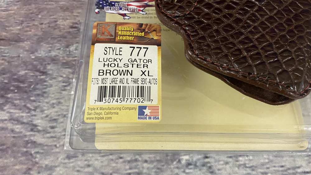 Triple K Brand Lucky Gator Brown Gun Holster XL Style #777-img-2
