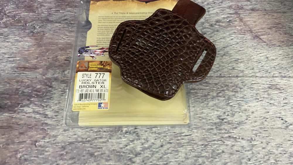 Triple K Brand Lucky Gator Brown Gun Holster XL Style #777-img-1