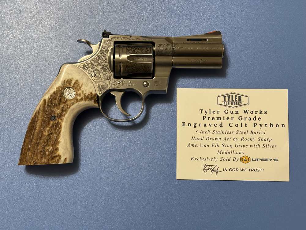 Colt Python 3" .357Mag 6-Shot Stainless Steel Premier Grade Stag Grips NIB-img-5