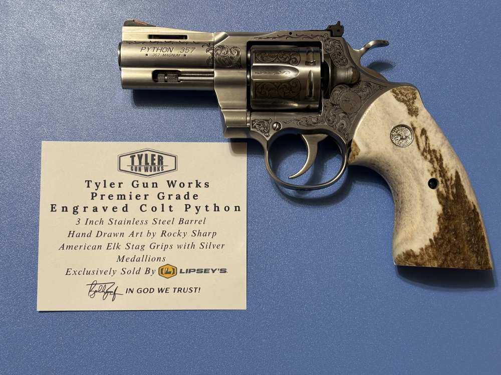 Colt Python 3" .357Mag 6-Shot Stainless Steel Premier Grade Stag Grips NIB-img-1
