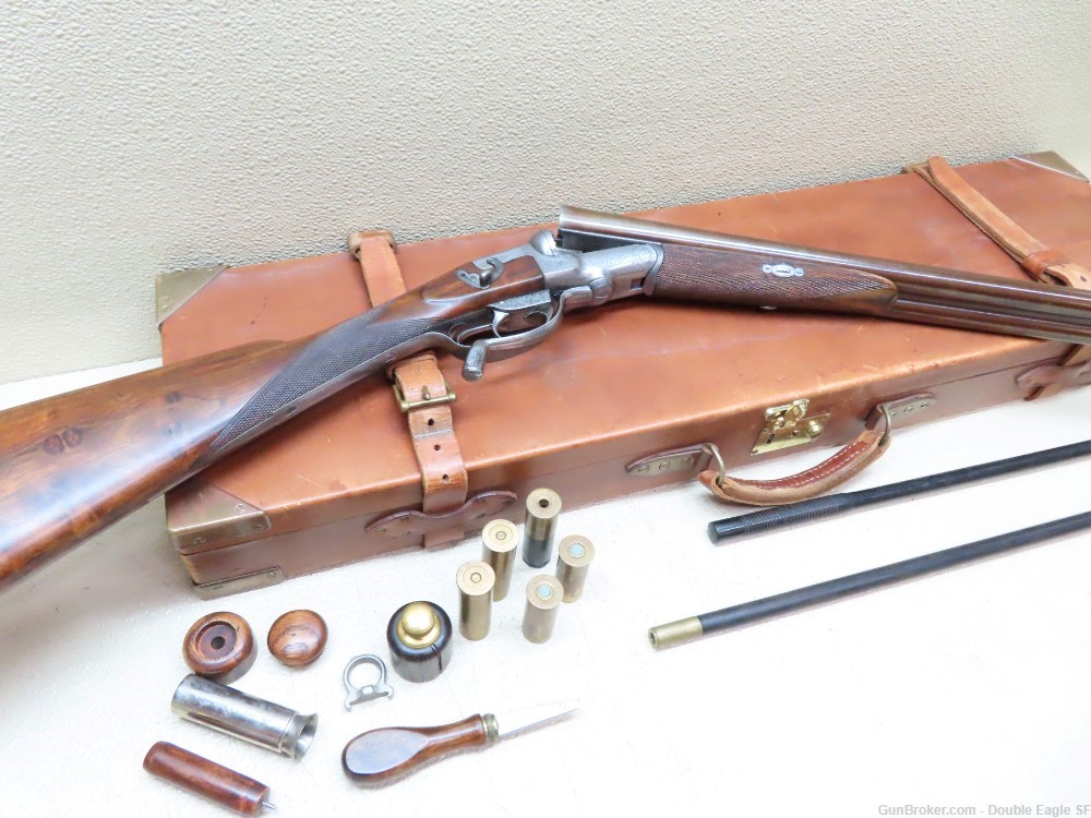 Gibbs & Pitt 55   Under Lever 12ga Shotgun 1855 W/ Case & Acc.   RARE -img-2