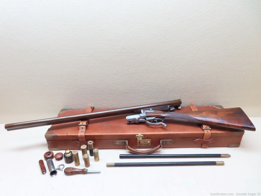 Gibbs & Pitt 55   Under Lever 12ga Shotgun 1855 W/ Case & Acc.   RARE -img-0