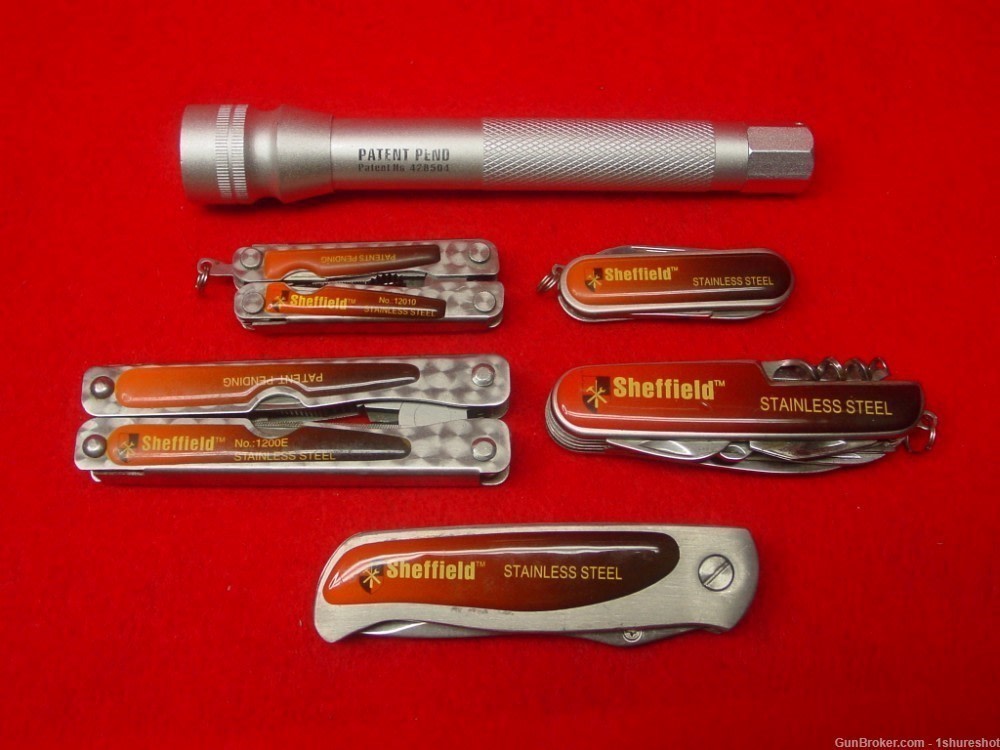 Sheffield Tough 6 PIECE SET Compact Folding Multi-Tools Handy Flashlight-img-3