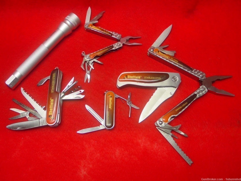 Sheffield Tough 6 PIECE SET Compact Folding Multi-Tools Handy Flashlight-img-9