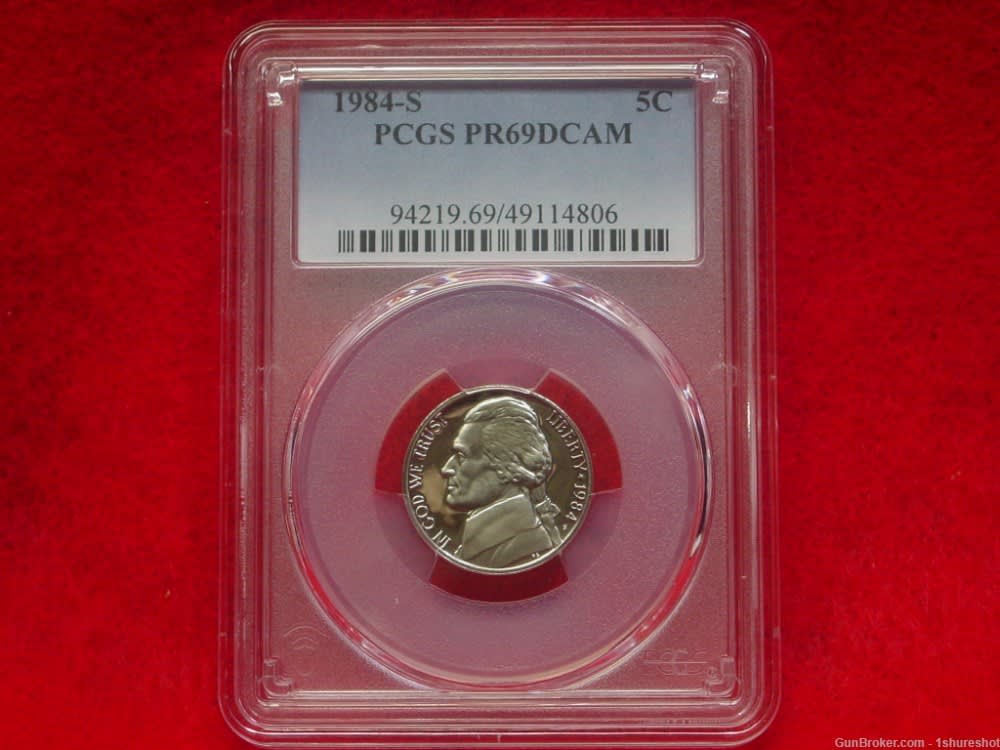 U. S. Mint 1984 S Jefferson Nickel 5 Cents Certified PCGS PF 69 Deep Cameo-img-0