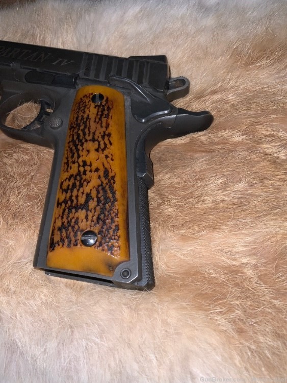 1911 Grips, Snake Jigged Camel Bone, Amber color, full size grips (GB114)-img-2