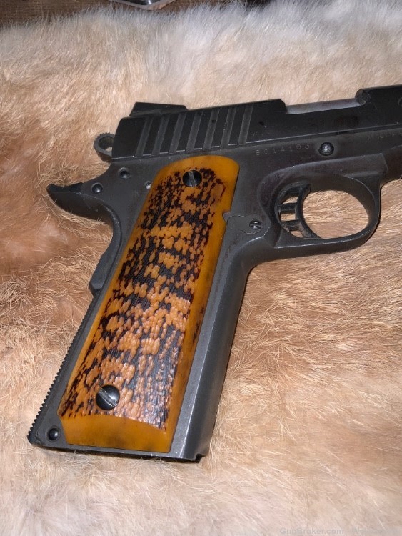 1911 Grips, Snake Jigged Camel Bone, Amber color, full size grips (GB114)-img-1