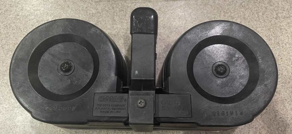 AR-15 M16 Beta C-MAG 100 Rd. 5.56 NATO Clear Cover Dual Drum Mag Graphite-img-4