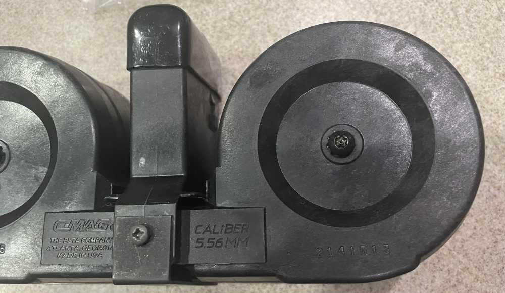 AR-15 M16 Beta C-MAG 100 Rd. 5.56 NATO Clear Cover Dual Drum Mag Graphite-img-6