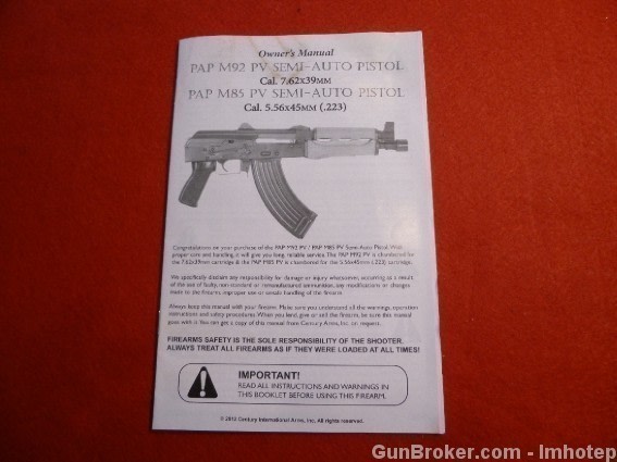 YUGO PAP M92PV 7.62X39 Owner's Manual -img-0