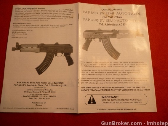 YUGO PAP M92PV 7.62X39 Owner's Manual -img-1