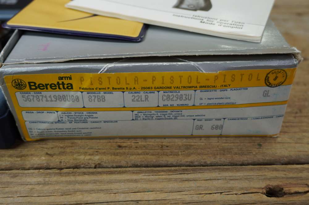 Beretta 87 BB Cheetah .22LR mfg 1987 Italy "pre warning" like new in box 22-img-1