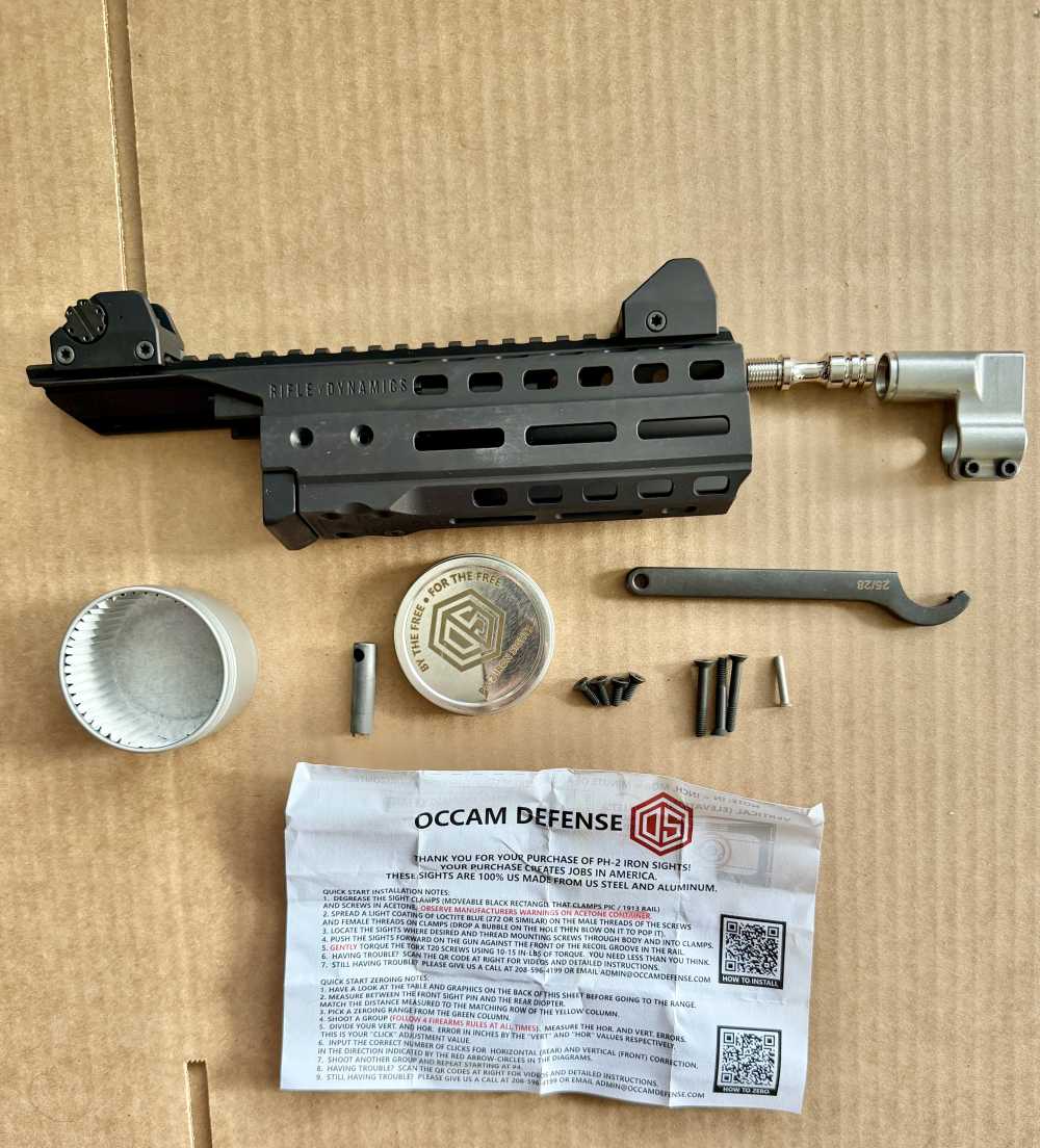 OCCAM DEFENSE PH-2 SIGHTS *WITH* RIFLE DYNAMICS QD AK RAIL AK47 AKM DRACO-img-0