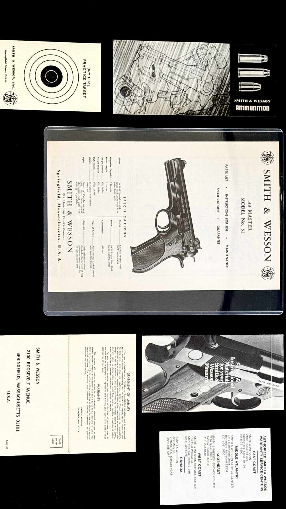 SMITH & WESSON MODEL 52 * 38 MASTER UNISSUED MANUAL * DOCUMENTS CIRCA  1973-img-1