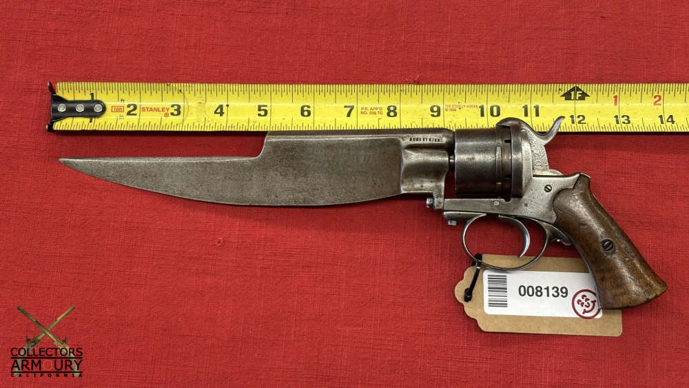 Integral French Bowie Knife Blade Six Shot Double Action Pinfire Revolver-img-22