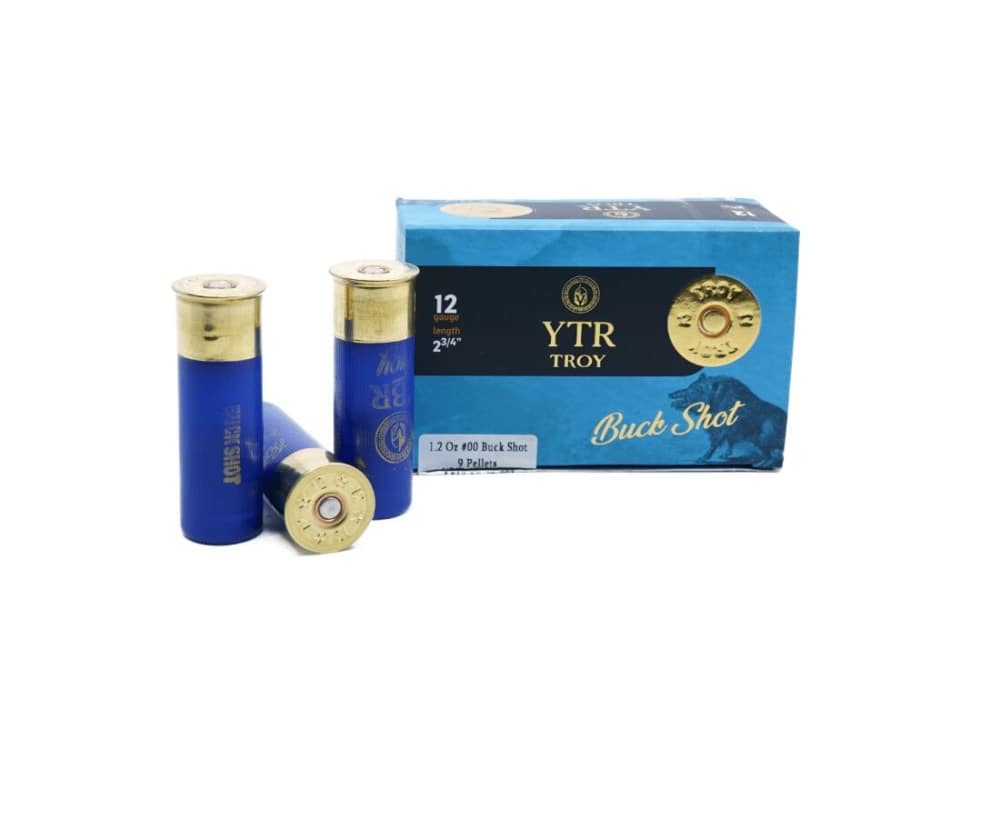 12 Gauge 00 Buck Shot 9 Pellets 2.75" YTR Troy -10 RNDS 12GA Shotgun Shells-img-1