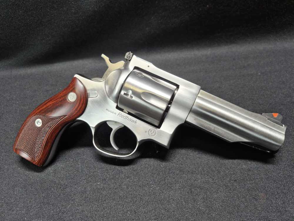 Ruger Redhawk .45 Colt / .45 ACP 4" Revolver with Lasered Hardwood Grips-img-1