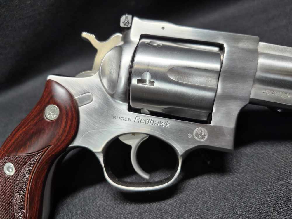Ruger Redhawk .45 Colt / .45 ACP 4" Revolver with Lasered Hardwood Grips-img-3