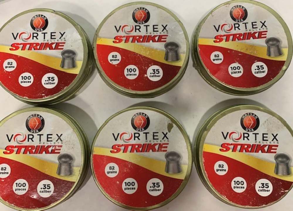 600 Count Vortex Strike .35cal 82gr pellets (6) tins of 100-img-0