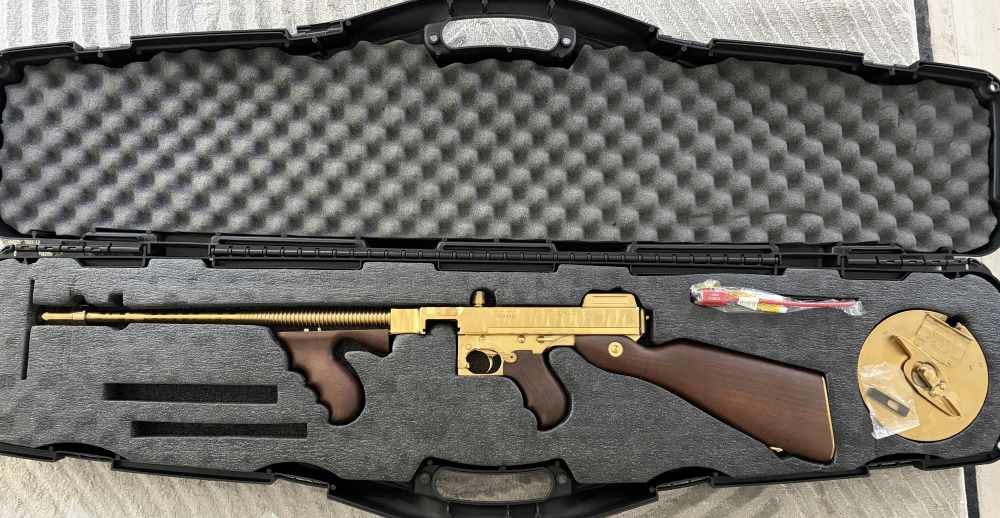 Thompson T150DTGTS 1927A-1 Deluxe 45 ACP 16.50"  Gold w/Tiger Stripe-img-0