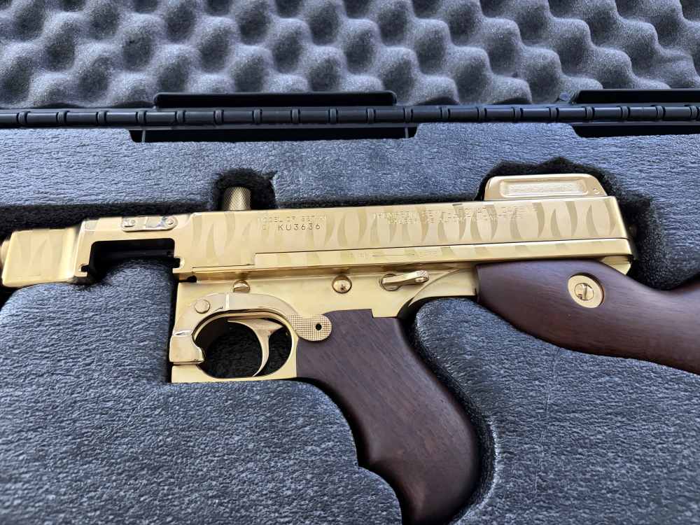 Thompson T150DTGTS 1927A-1 Deluxe 45 ACP 16.50"  Gold w/Tiger Stripe-img-1