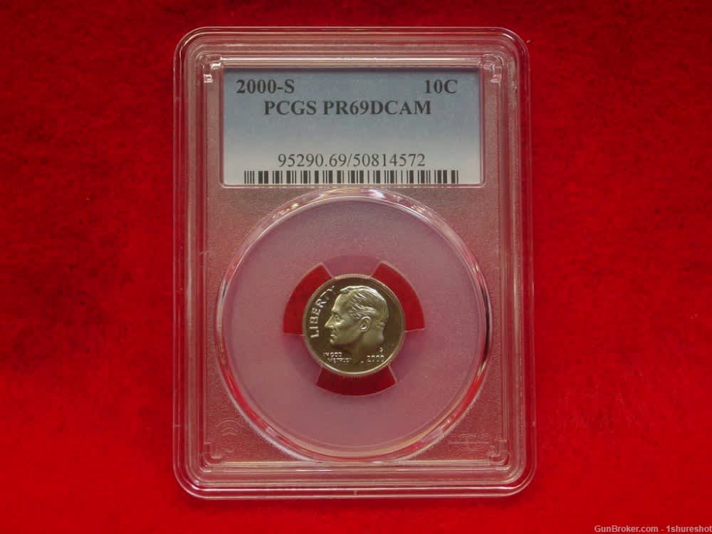 Choice 2000-S Roosevelt Dime Ten 10 Cents PCGS PF69 Uncirculated Coin-img-0