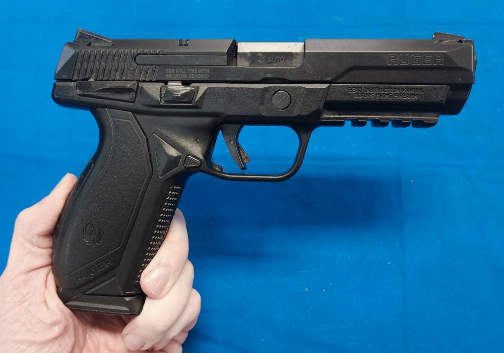 RUGER AMERICAN .45 ACP 4.4" PISTOL W/RAIL, EXC COND, 2020-img-0