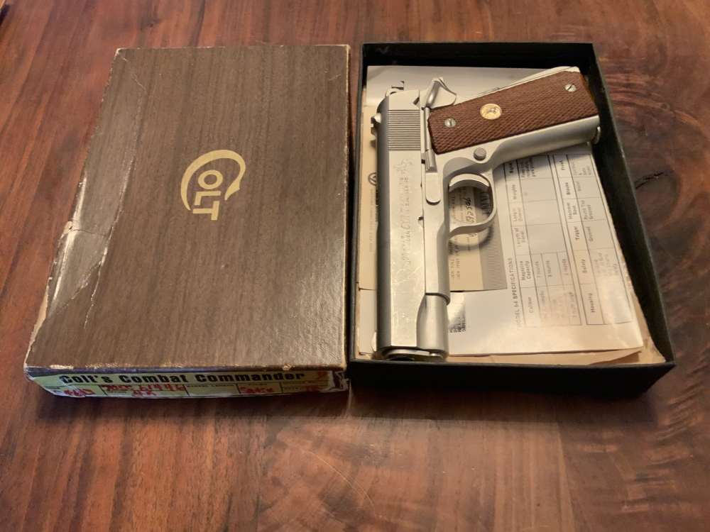 Colt Combat Commander .45 Series 70 Satin Electroless Nickel 1978 98%+ Box -img-11