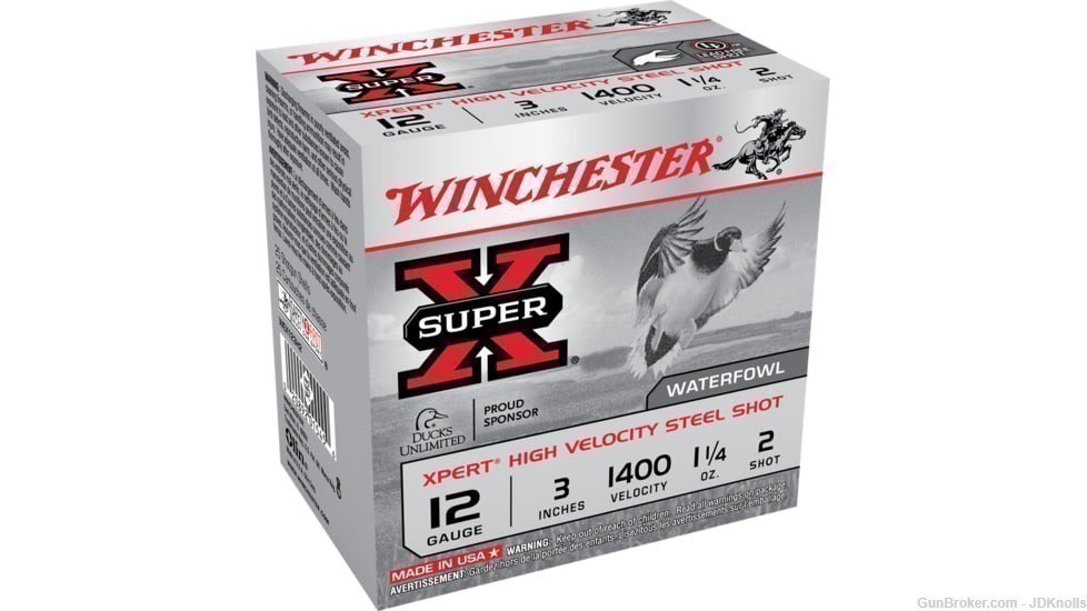  25 ROUNDS 12ga 3" WInchester Super X Waterfowl HighVelocity Steel 2-Shot -img-0