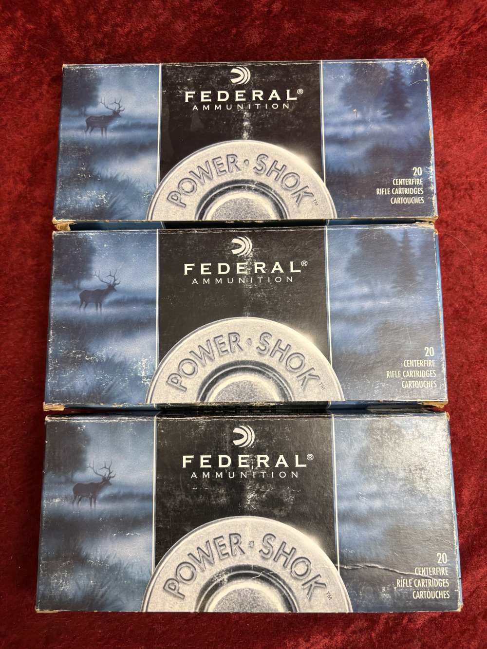 Lot of 3 boxes Federal Power Shok .375 H&H Mag 300 gr SP #375B (60 rds)-img-0