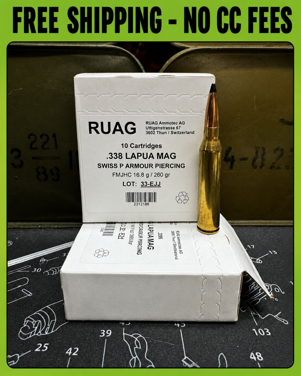 338 Lapua Magnum Mag Armor Piercing Ammo 10 Rounds NO CC FEES !-img-0