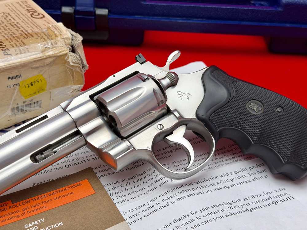 1995 Colt Python 8" Vent Rib .357 Magnum Factory Stainless Finish In Box!-img-3