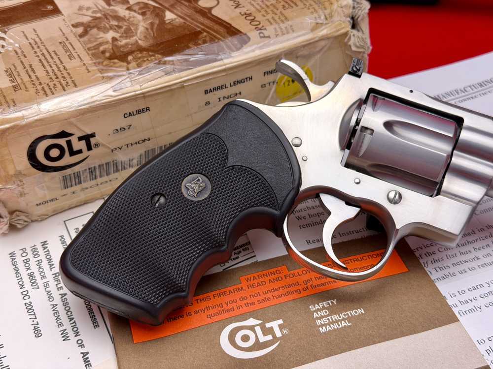 1995 Colt Python 8" Vent Rib .357 Magnum Factory Stainless Finish In Box!-img-7
