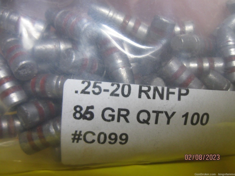 100 ct Correct 25-20 Lubed Lead 86 gr FN Bullets; more other size available-img-1