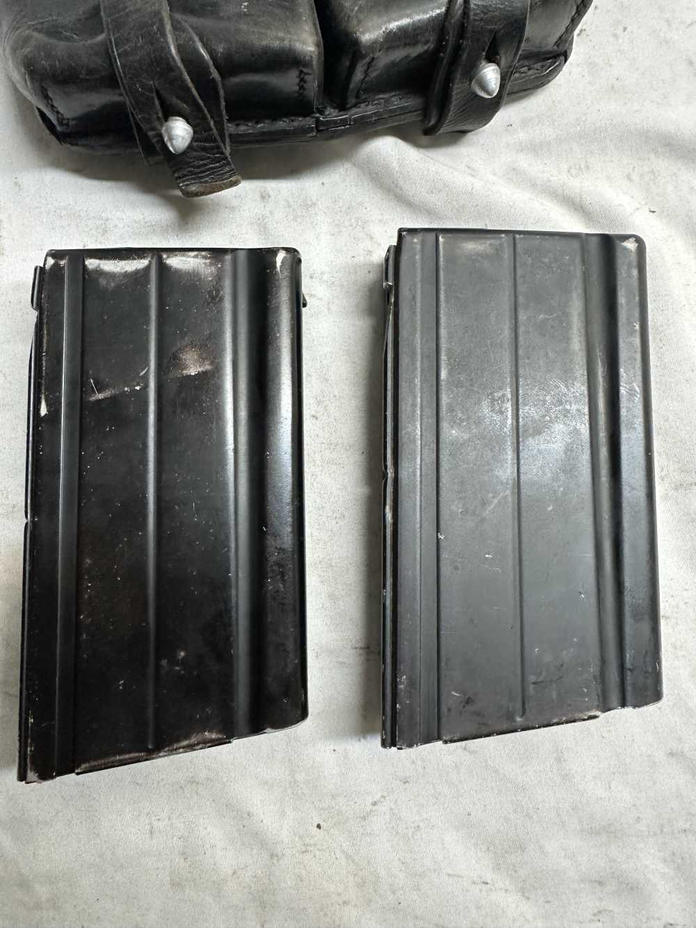 2- ALUMINUM FAL MAGAZINES WITH LEATHER POUCH-img-1