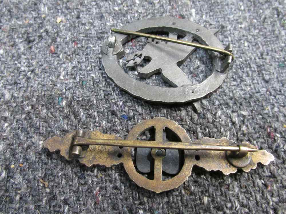5-PIECE WWII GERMAN CUFF TITLED, BADGES, CAP EAG, SS, ALL VINTAGE REPRO-img-2