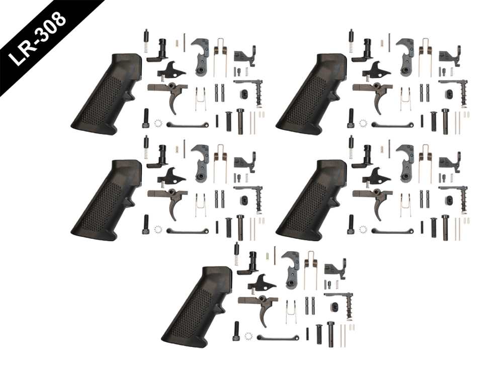 5 PACK - LR-308 / AR-10 Mil-Spec Quality Lower Parts Kit (LPK)-img-0