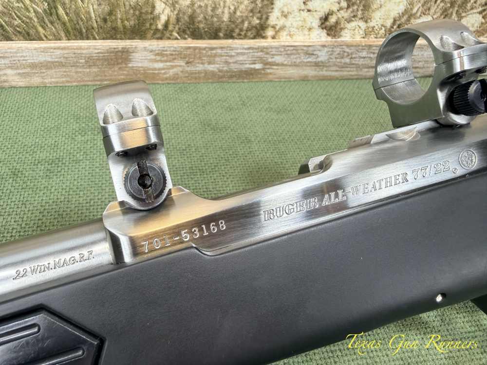 1993 Ruger 77/22 All-Weather .22 WMR Stainless with Boat Paddle Stock NICE!-img-5
