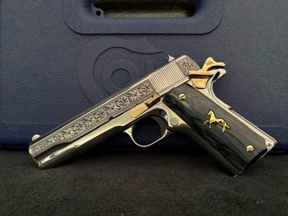 Colt 1911 45 ACP Series 70 Engraved Mirror Polished Gold Plated .01 NR-img-2
