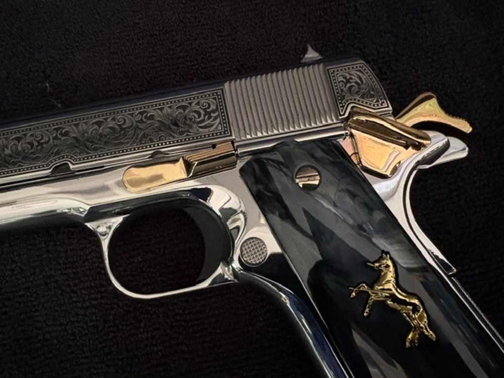 Colt 1911 45 ACP Series 70 Engraved Mirror Polished Gold Plated .01 NR-img-10