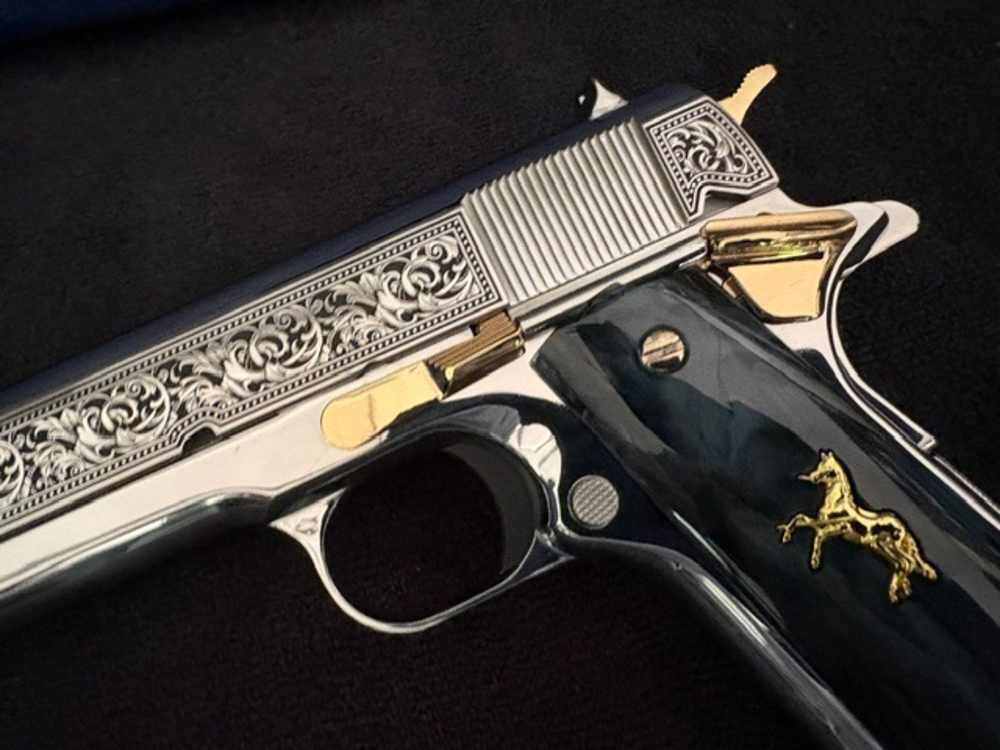 Colt 1911 45 ACP Series 70 Engraved Mirror Polished Gold Plated .01 NR-img-6