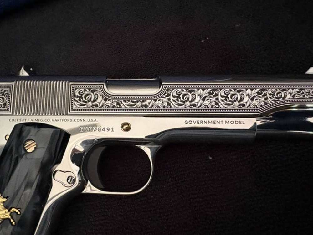 Colt 1911 45 ACP Series 70 Engraved Mirror Polished Gold Plated .01 NR-img-20