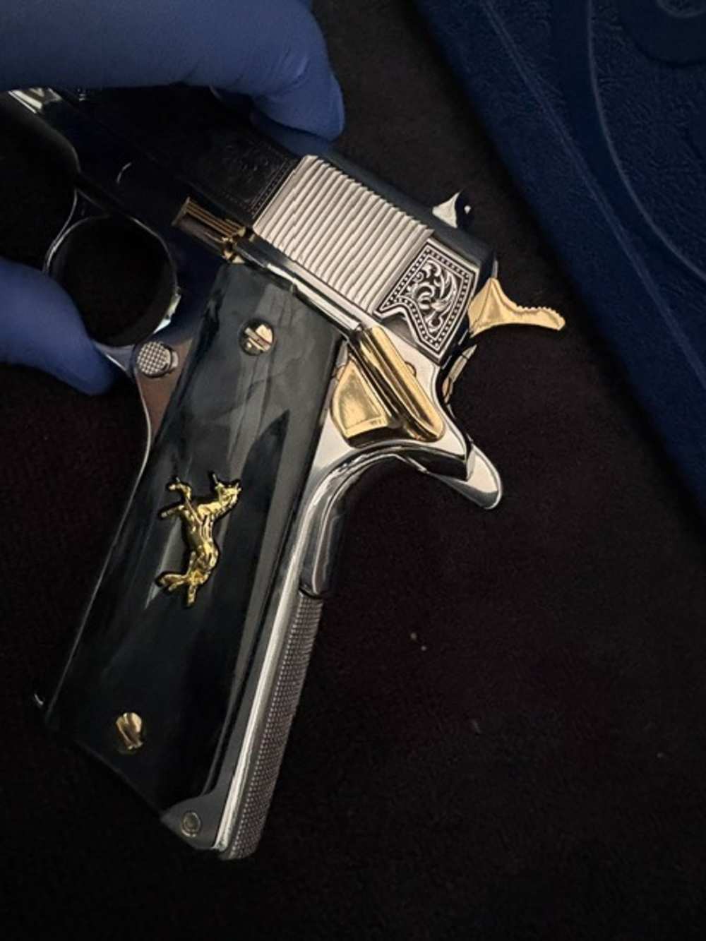 Colt 1911 45 ACP Series 70 Engraved Mirror Polished Gold Plated .01 NR-img-7