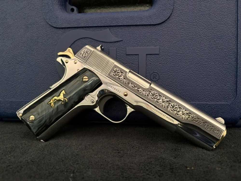 Colt 1911 45 ACP Series 70 Engraved Mirror Polished Gold Plated .01 NR-img-1