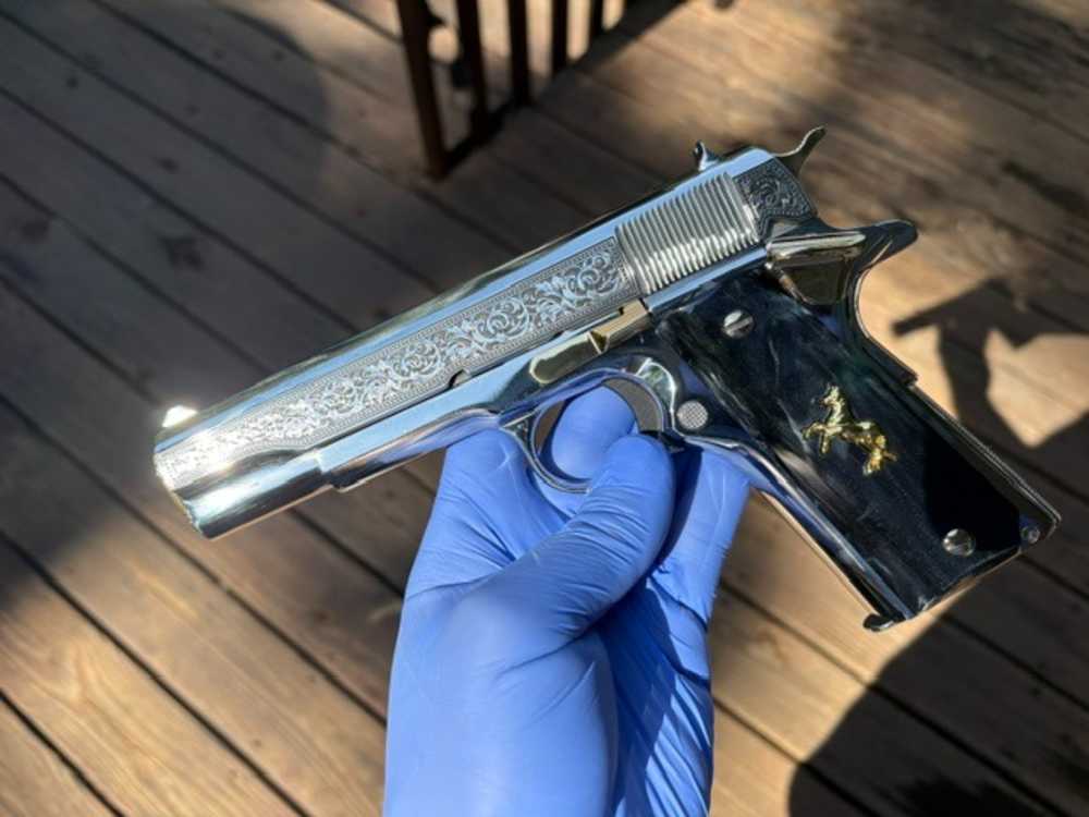 Colt 1911 45 ACP Series 70 Engraved Mirror Polished Gold Plated .01 NR-img-25
