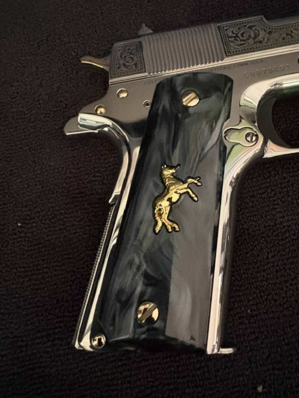 Colt 1911 45 ACP Series 70 Engraved Mirror Polished Gold Plated .01 NR-img-16