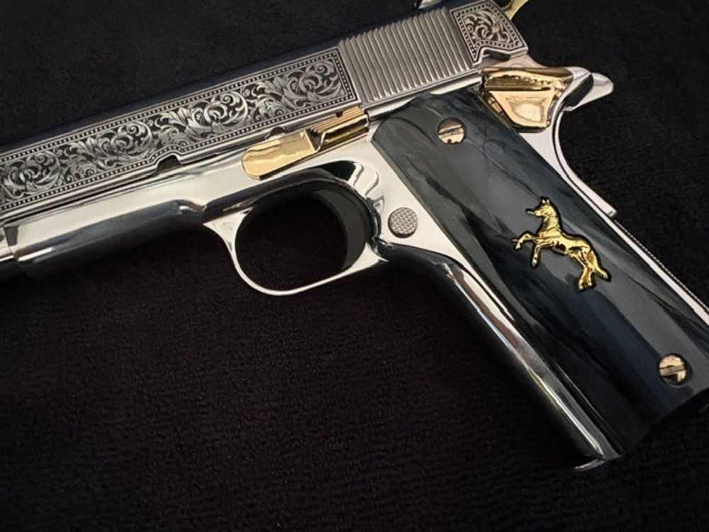 Colt 1911 45 ACP Series 70 Engraved Mirror Polished Gold Plated .01 NR-img-23