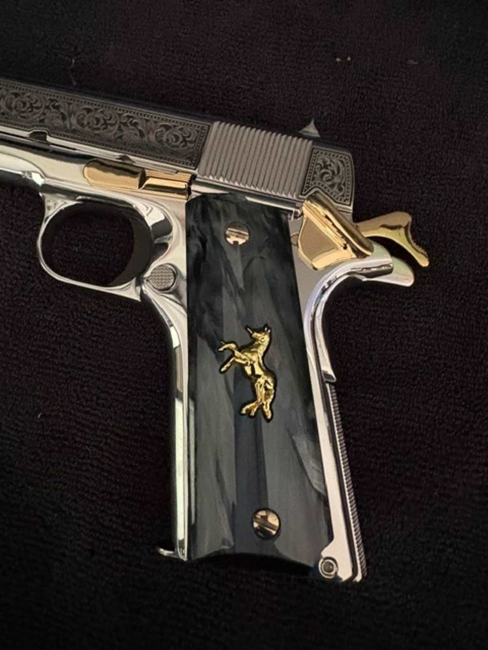 Colt 1911 45 ACP Series 70 Engraved Mirror Polished Gold Plated .01 NR-img-8