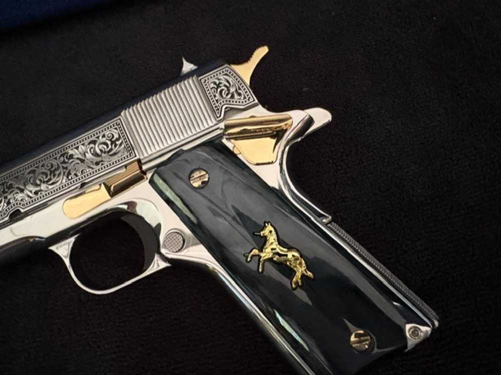 Colt 1911 45 ACP Series 70 Engraved Mirror Polished Gold Plated .01 NR-img-24